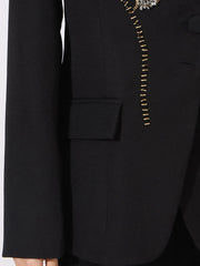 Flower Button Front Long Sleeve Blazer — view 6