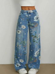 Printed Wide Leg Jeans — view 1