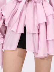 Ruffled Layered Long Sleeve Mini Dress — view 8