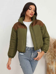 Two-Tone Zip-Up Puffer Jacket - Stay Warm and Stylish — view 1