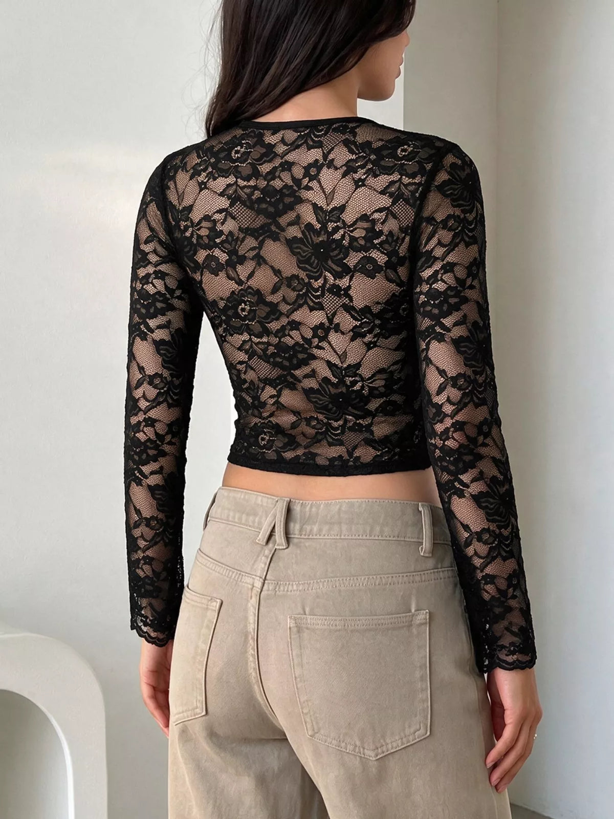 Lace Sleeve Square Neck Top — view 6