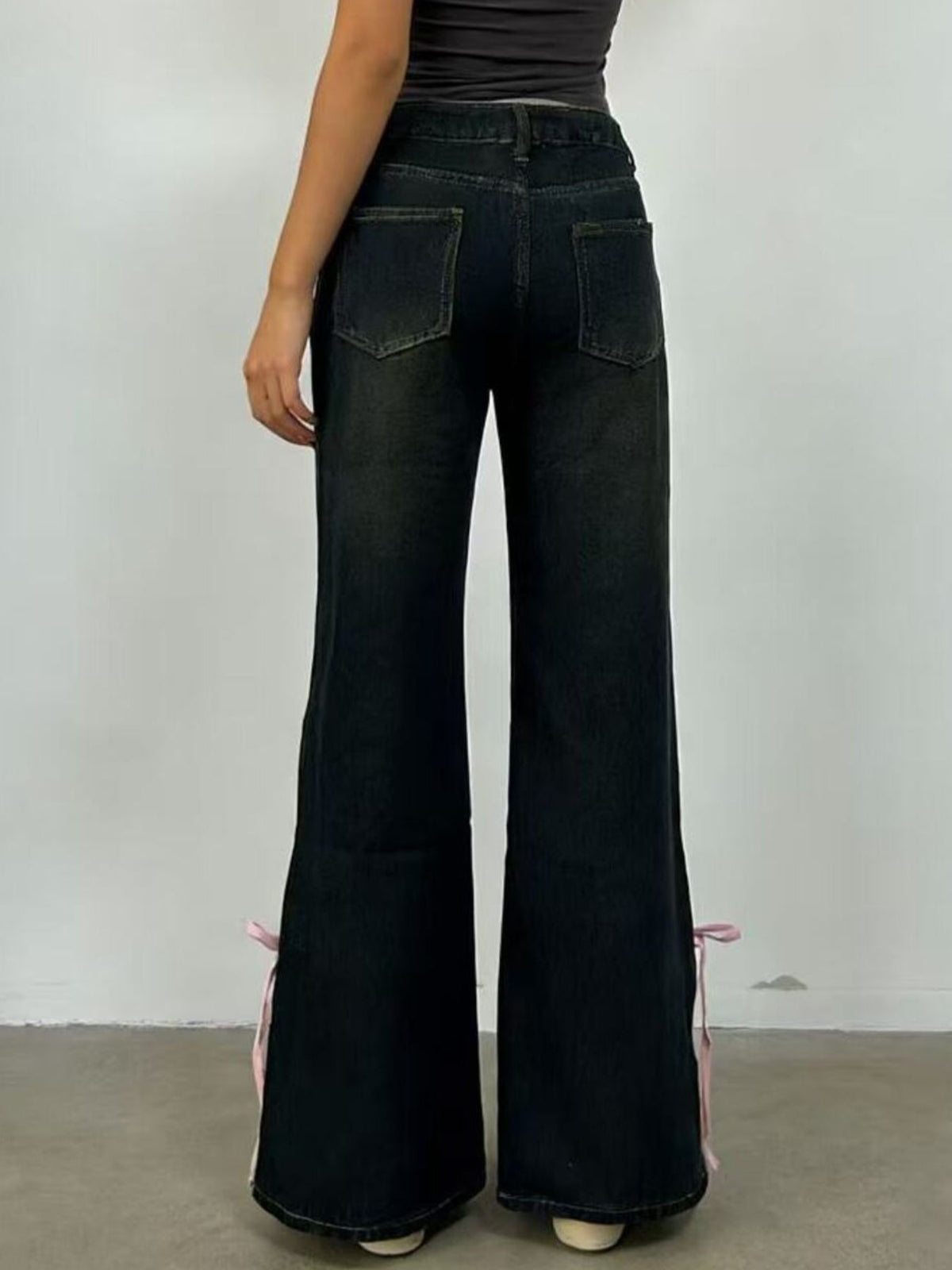 Ribbon Detail Flare Jeans - Stylish Elegance with Comfort — view 9