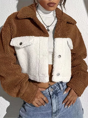 Two-Tone Plush Cropped Jacket — view 6