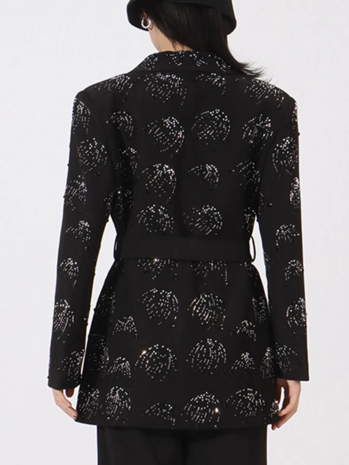 Rhinestone Button Down Long Sleeve Blazer — view 8