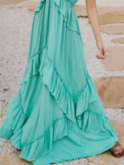 Chic Ruffled Halter Neck Maxi Dress for Effortless Style — view 30