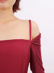 Slit Spaghetti Strap Long Sleeve Dress — view 8