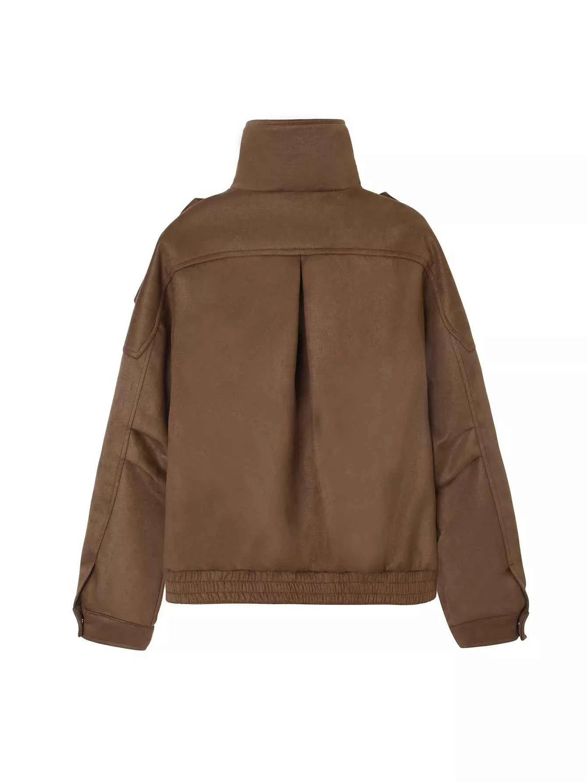 Asymmetrical Zipper Moto Jacket with Belt Detail — view 3