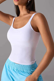 Scoop Neck Active Tank with Detachable Chest Pads — view 1