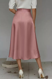 Elegant Satin A-Line Midi Skirt for Effortless Style — view 21