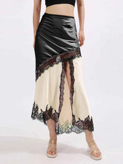 Elevate Your Style with the Asymmetrical Lace Trim Midi Skirt — view 1