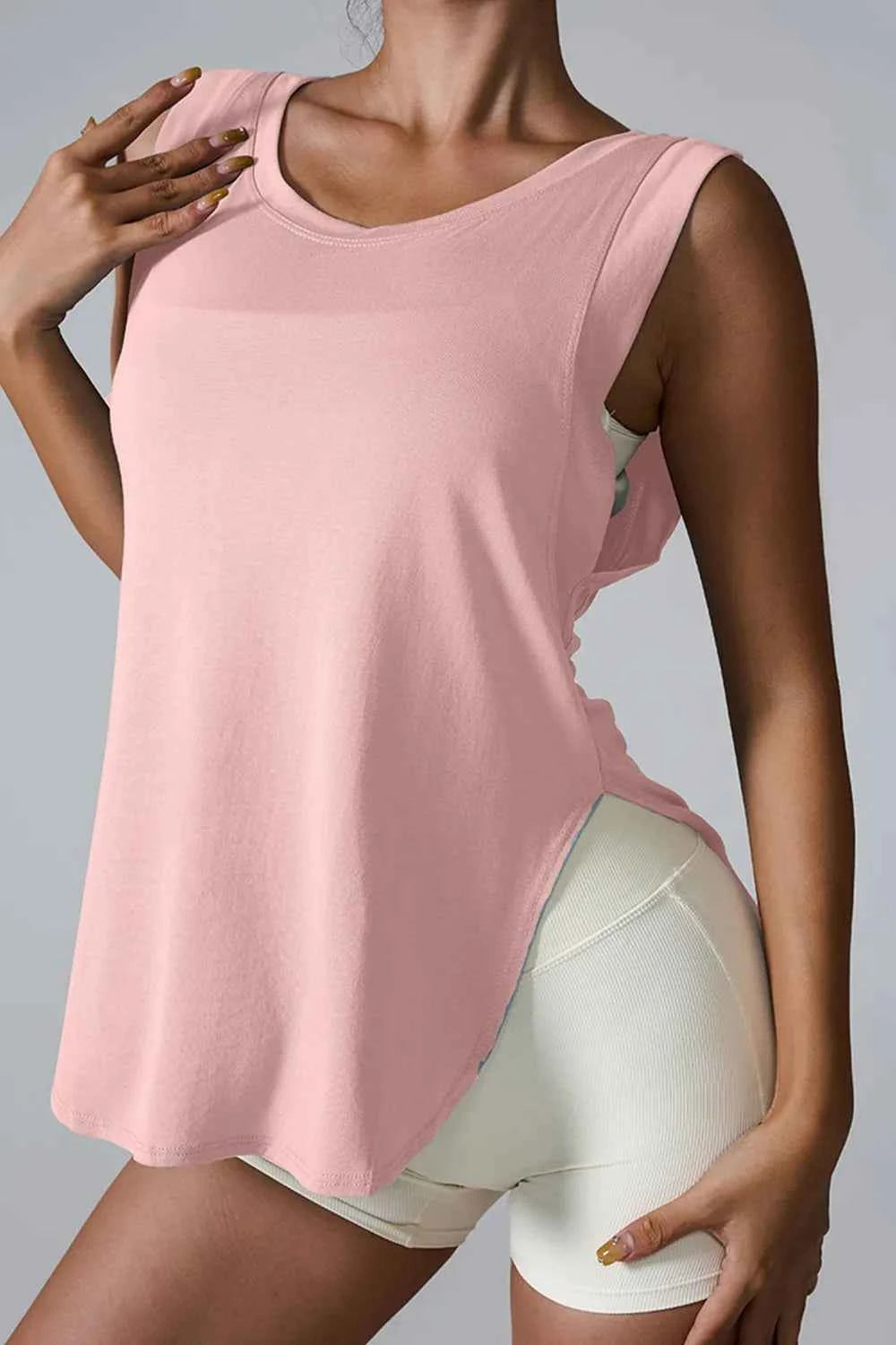 Slit Round Neck Active Tank - Ultimate Comfort & Style — view 13