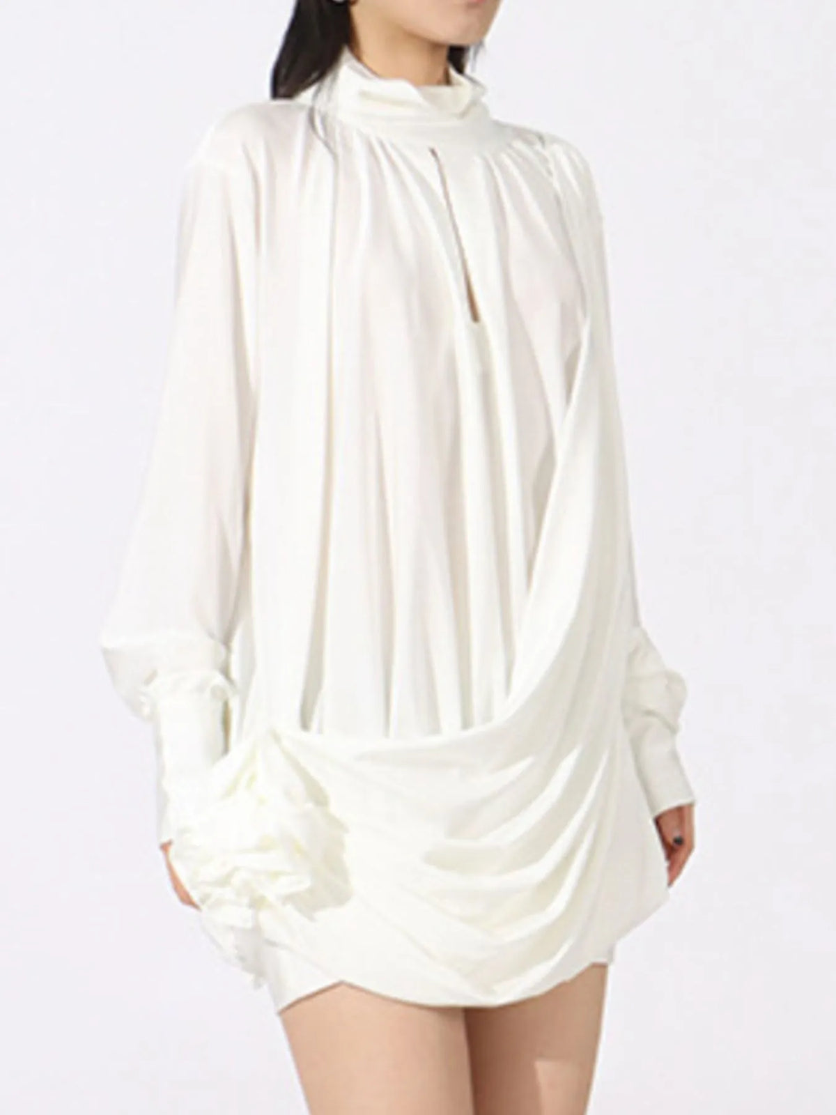 Ruched Long Sleeve Mini Dress — view 8