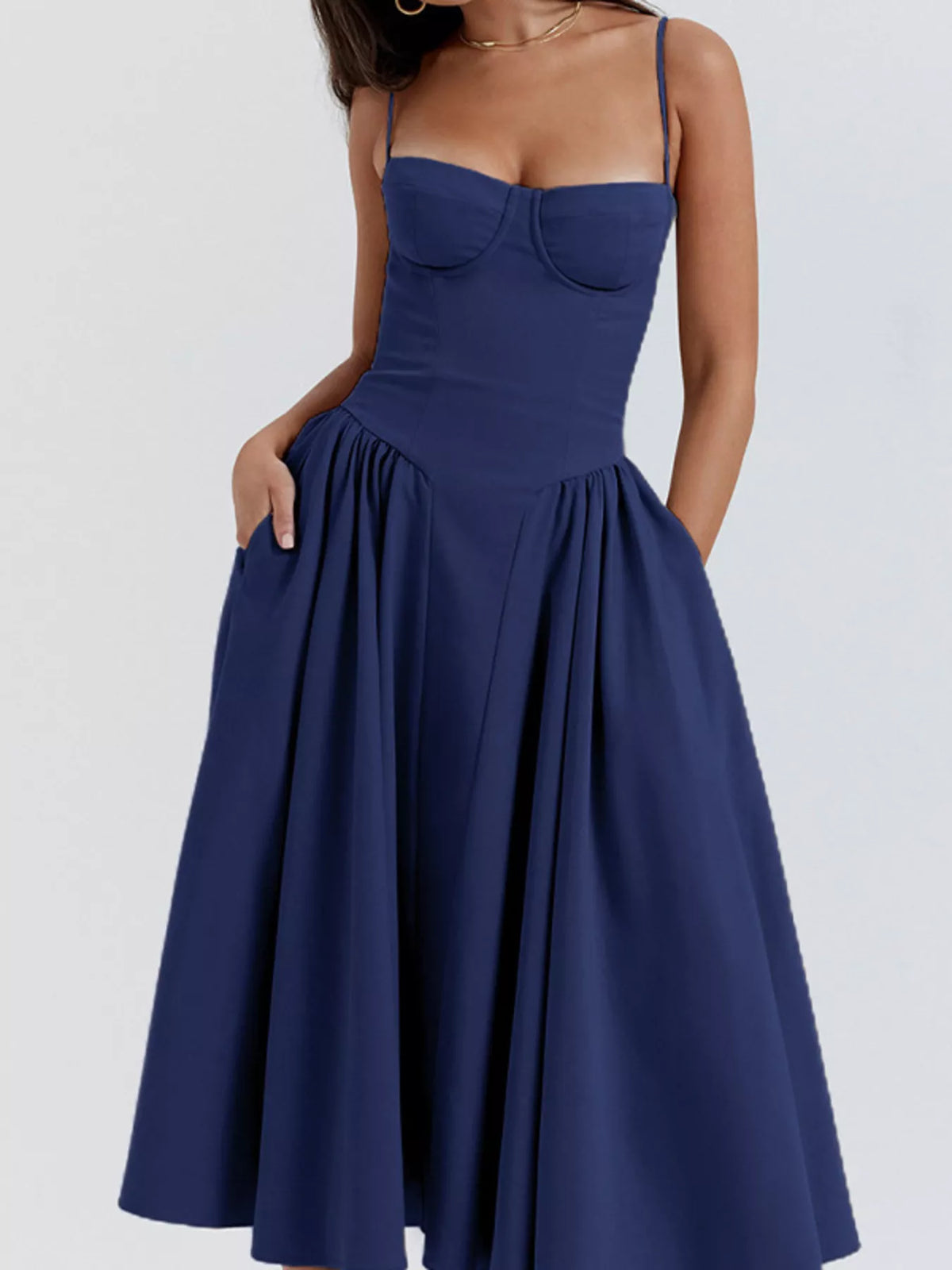 Sweetheart Neck Spaghetti Strap Midi Dress — view 7