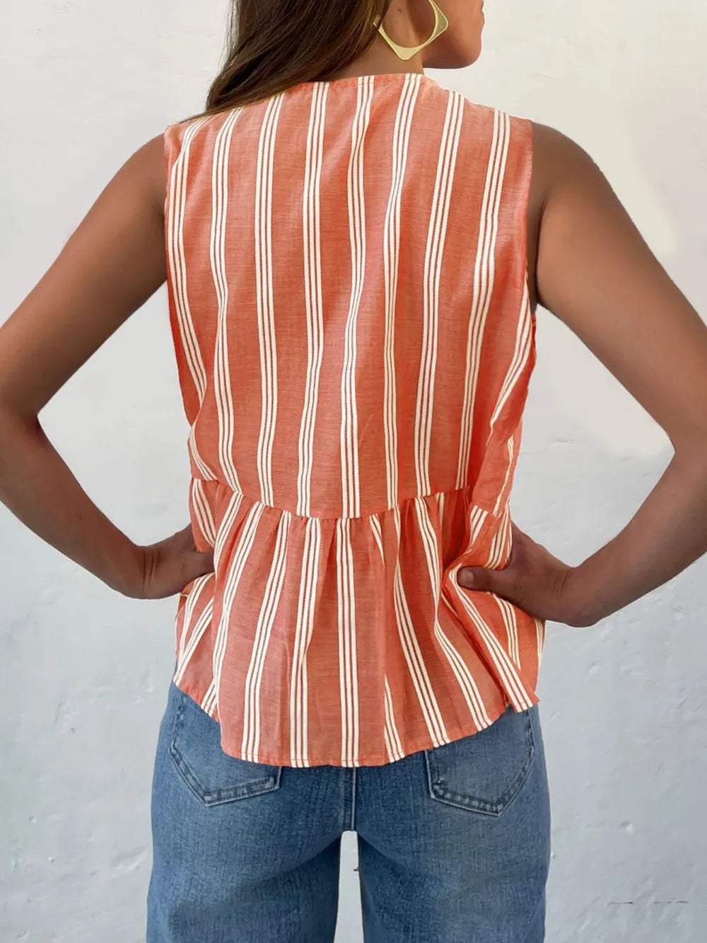 Tied Striped Round Neck Tank — view 11