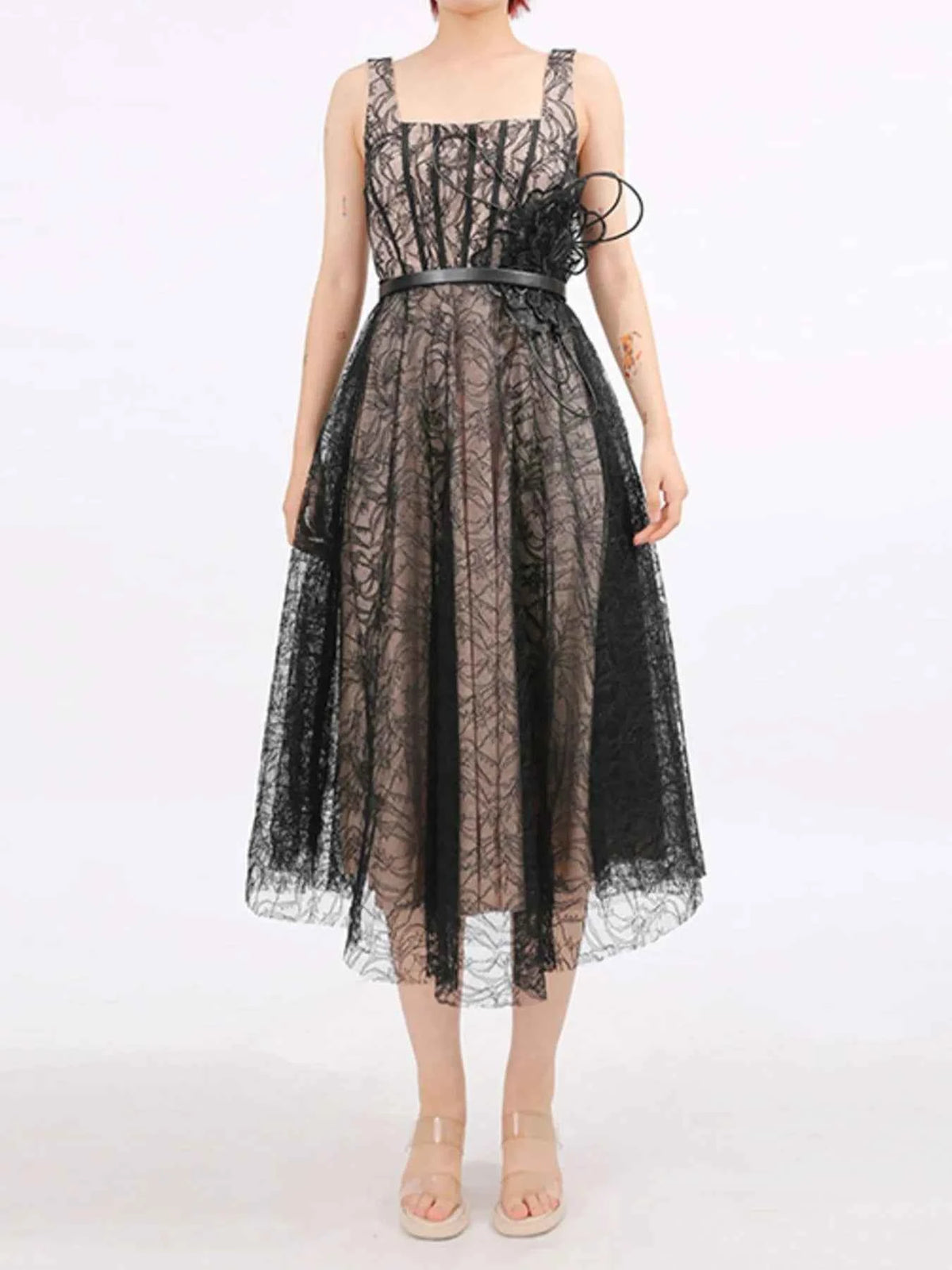 Lace Square Neck Midi Dress — view 5