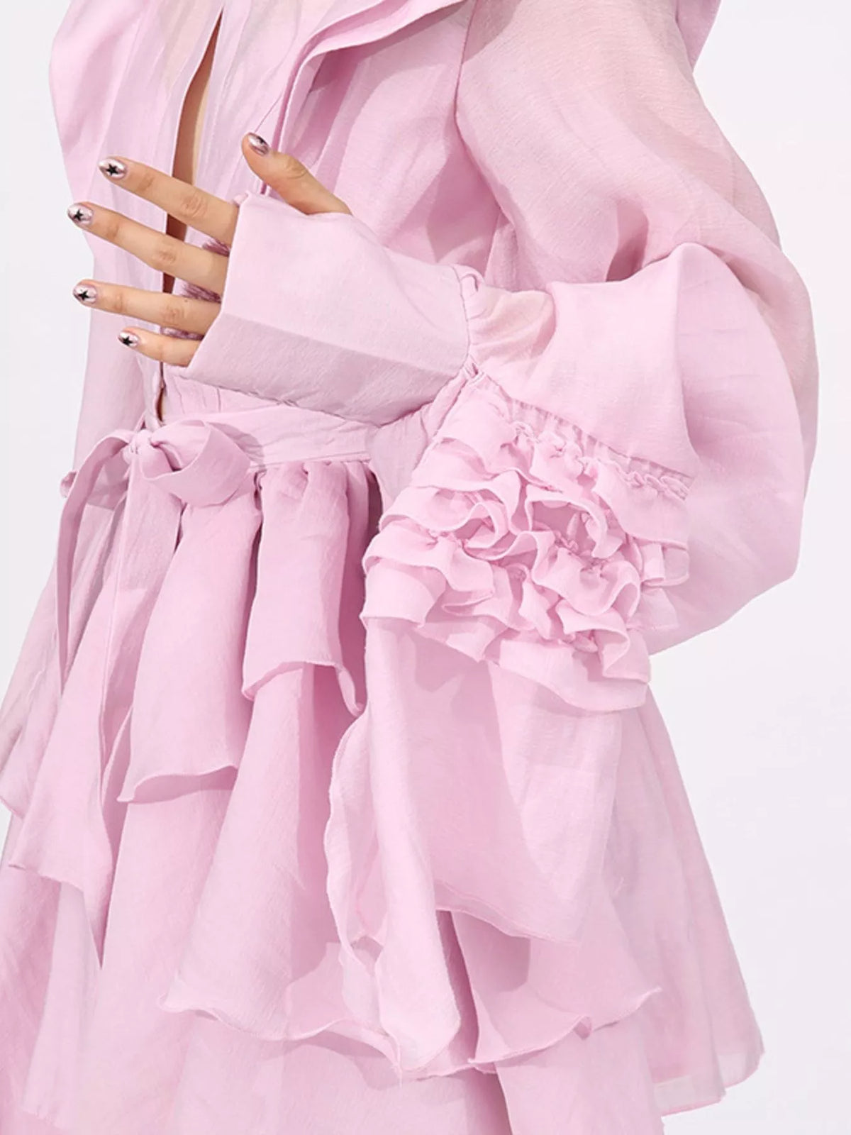 Ruffled Layered Long Sleeve Mini Dress — view 7