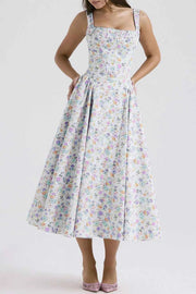 Floral Square Neck Wide Strap Midi Dress — view 3