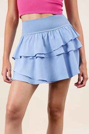 Riffled Tiered Layers Activewear Skirt with Shorts - Stylish & Functional — view 1