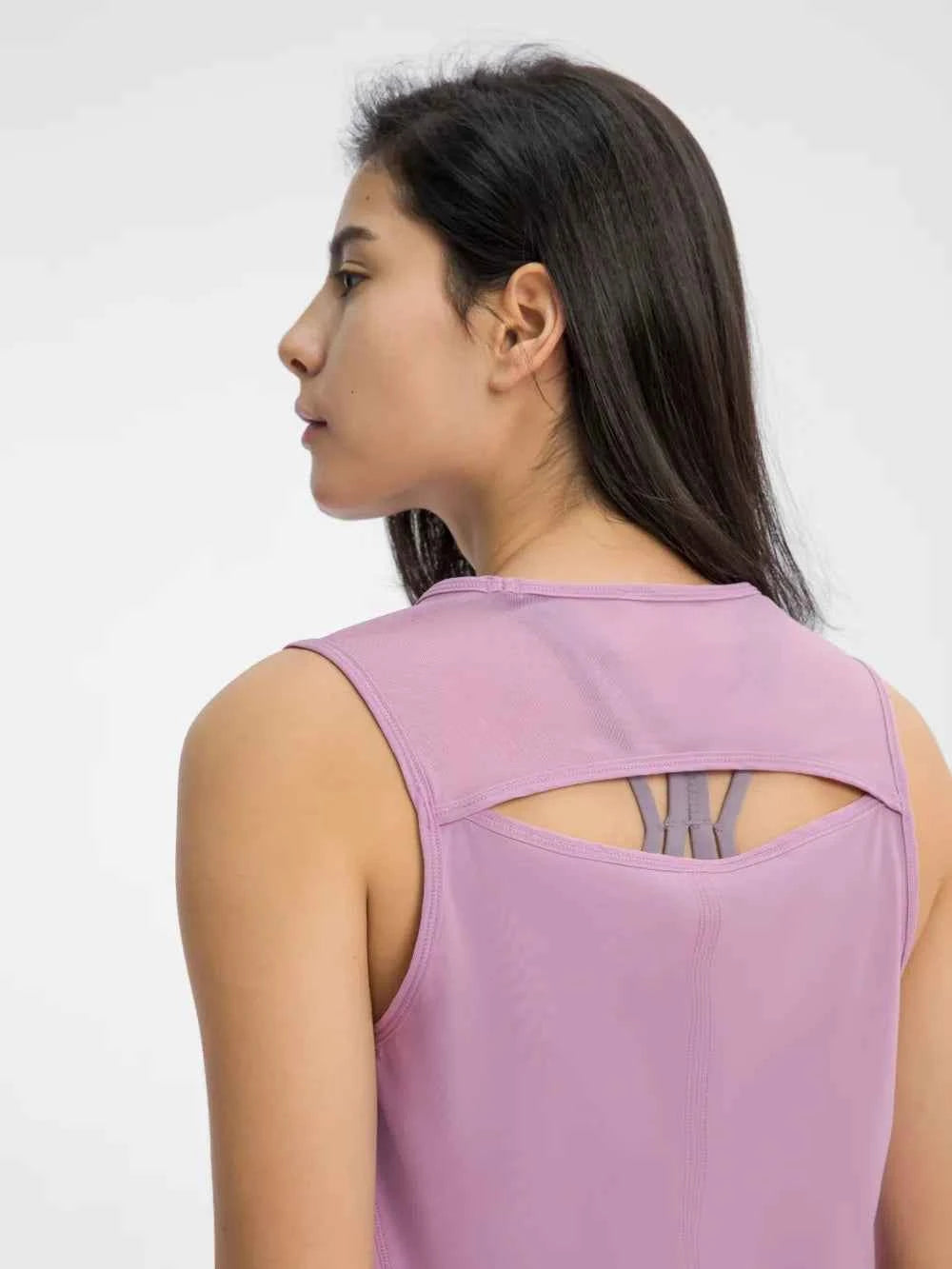Cutout Back Round Neck Active Tank - Elevate Your Workout Wardrobe — view 21