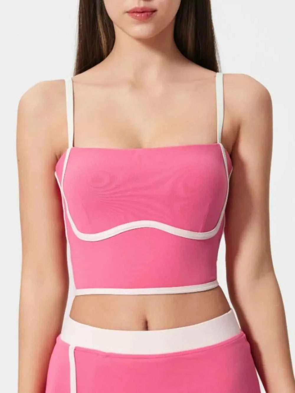 Contrast Trim Square Neck Active Cami - Stylish Comfort for Every Move — view 2