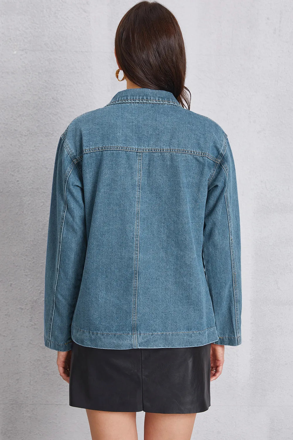Pocketed Button Up Denim Jacket — view 6