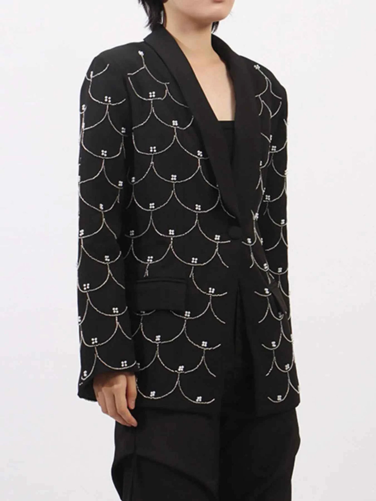 Pearl Detail Long Sleeve Blazer — view 3