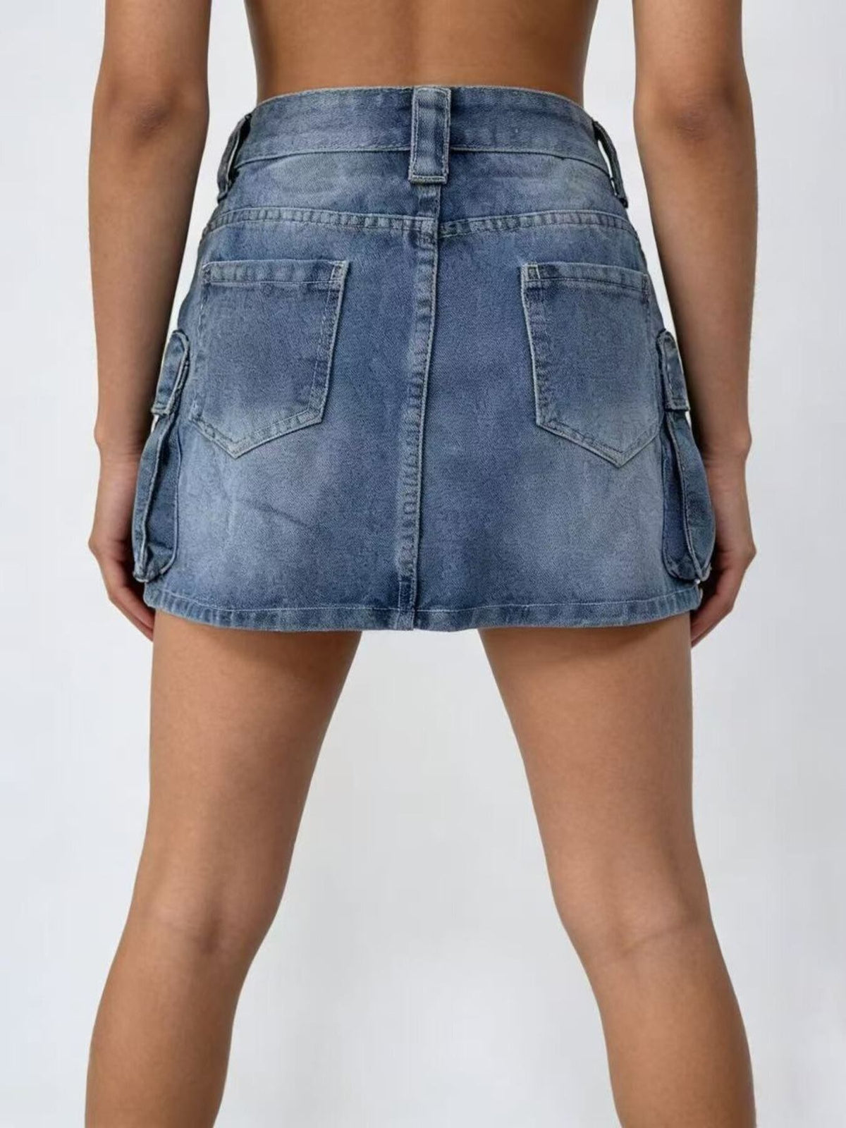 Washed Cargo Denim Skirt - Versatile Style Meets Comfort — view 16