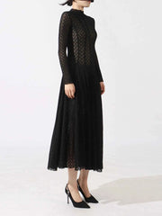 Lace Mock Neck Long Sleeve Dress — view 4