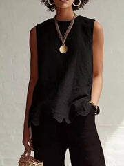 Scalloped Hem Sleeveless Tank Top - Effortless Style & Comfort — view 5