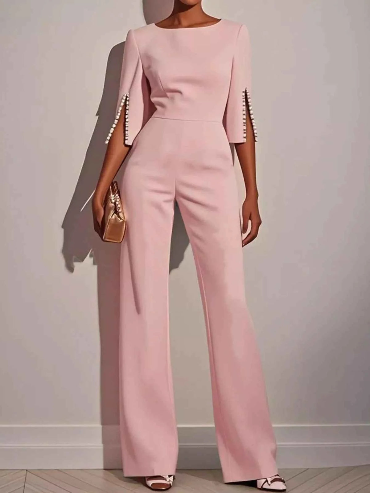 Wide-Leg Jumpsuit with Slit Sleeve — view 4