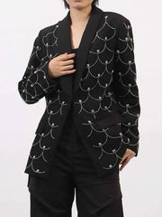 Pearl Detail Long Sleeve Blazer — view 4