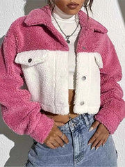 Two-Tone Plush Cropped Jacket — view 1