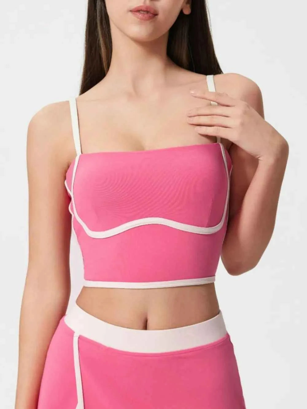 Contrast Trim Square Neck Active Cami - Stylish Comfort for Every Move — view 1