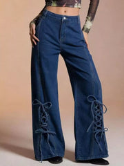 Lace-Up Wide Leg Jeans - Chic Comfort for Every Occasion — view 6