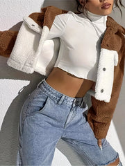 Two-Tone Plush Cropped Jacket — view 10