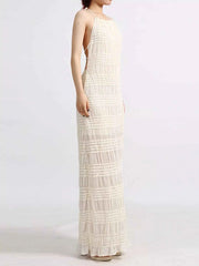 Backless Halter Neck Ruched Maxi Dress — view 4