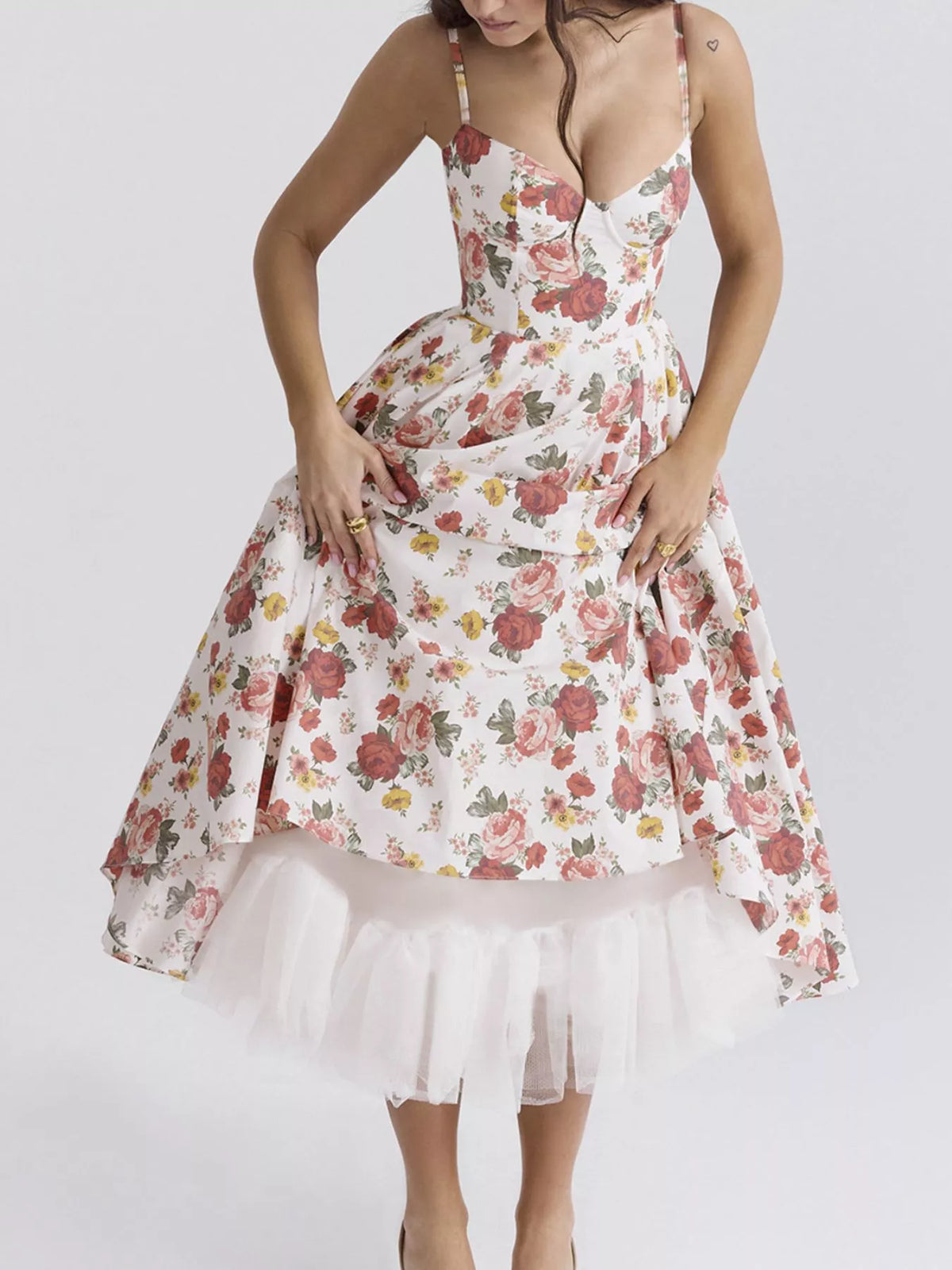 Sweetheart Neck A-Line Midi Dress — view 16