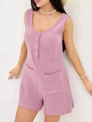 Casual Button-Down Sleeveless Romper — view 1