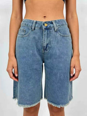 Frayed Hem Relaxed Fit Denim Shorts - Effortless Style and Comfort — view 1