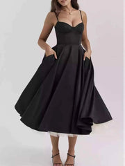 Sweetheart Neck A-Line Midi Dress — view 1