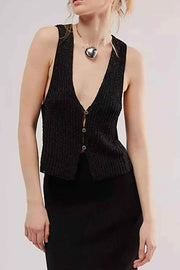 Button Down V-Neck Sweater Vest — view 3