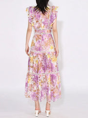 Ruffled Hollow Out Tiered Midi Dress — view 9