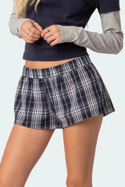 Plaid Elastic Waist Shorts — view 15