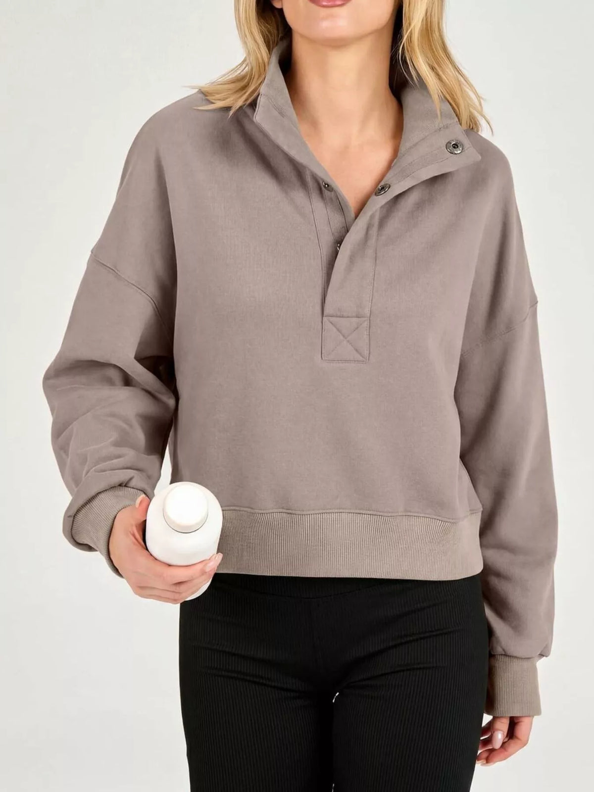 Half Snap Dropped Shoulder Sweatshirt — view 11