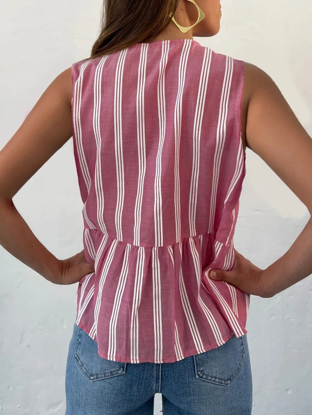 Tied Striped Round Neck Tank — view 14
