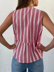 Tied Striped Round Neck Tank — view 14