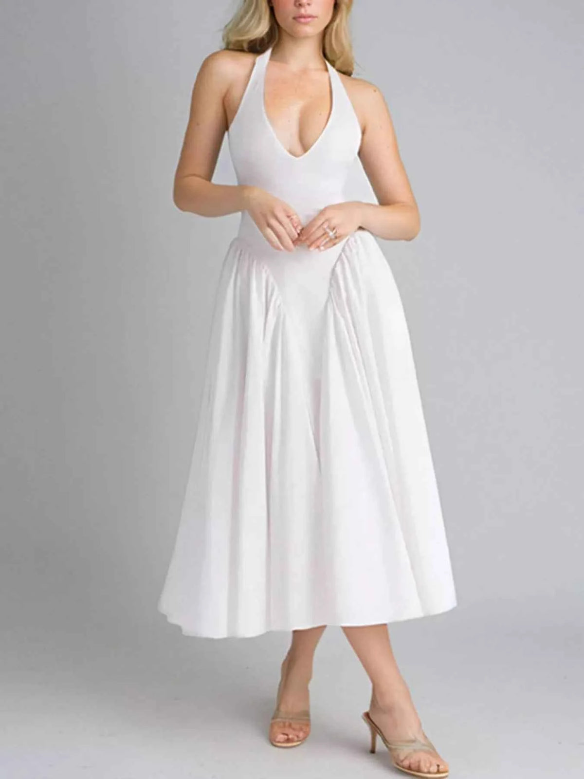 Halter Neck Midi Dress with Pockets — view 3
