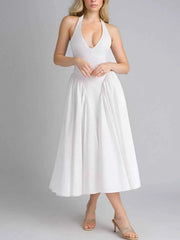 Halter Neck Midi Dress with Pockets — view 3