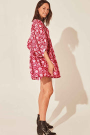 Floral Tie Neck Lantern Sleeve Dress — view 3