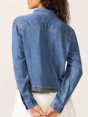 Half Snap Cropped Denim Top — view 2